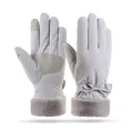 Gants d'hiver gris chauds avec poignets en fausse fourrure et bouts de doigts tactiles - Style Nœud Poignet Fourrure (017) / Gris