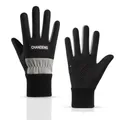 Winterwarme thermische touchscreen outdoor fietshandschoenen voor heren en dames zwart - Sport Polsbescherming Anti-Slip Stijl (032) / Zwart
