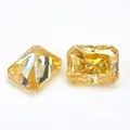 Vivid yellow radiant cut moissanite loose gemstone for custom elegant jewelry making - 5*7mm 1ct + GRA Girdle Code / Lemon Yellow