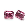 Brilliant radiant cut pink moissanite loose gemstone for custom jewelry making - 5*7mm 1ct + GRA Girdle Inscription / Pink