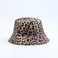 Stylish leopard print faux suede bucket hat for women featuring a trendy animal pattern - Reversible (1) / Brown Leopard