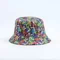 Vibrant graffiti print bucket hat featuring colorful street art style and sun protection - Reversible (2) / Multicolor Graffiti