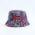 Double-sided bucket hat with vibrant geometric ethnic print patterns in multi-colors - Reversible (4) / Ethnic Geometric