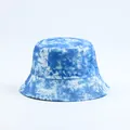 Blue and white tie-dye bucket hat for summer beach and outdoor casual wear - Blue & White Tie-Dye