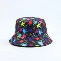 Colorful splatter print bucket hat in vibrant streetwear style with black base - Colorful Splatter Print
