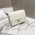 Gedetailleerd overzicht van elegante crèmewitte crossbodytas met gouden sluiting - Wit