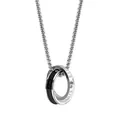 Hiphop herenketting van titaniumstaal met een in elkaar grijpend dubbel ringhanger ontwerp - Alleen Hanger / Zwart-Wit Gestrept