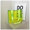Large capacity neon green transparent PVC jelly tote bag for women shoulder carry - Fluorescent Green