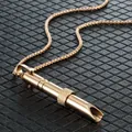 Elegant rose gold meditation breathing whistle pendant necklace for anxiety relief - Gold Bamboo Style