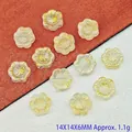 Macro view of 14mm sunflower glaze beads with straight holes for DIY jewelry making - Sunflower / 14mm / Light Yellow