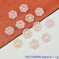 Close-up of 14mm translucent pink sunflower glass beads for DIY jewelry accessories - Sunflower / 14mm / Pink