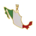 Detail view of Mexico map pendant with green white red enamel and gold-plated borders - Mexico Map / Gold
