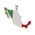 Detailed macro view of a Mexico map pendant featuring green, white, and red enamel colors - Mexico Map / Steel