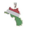 Detailed view of Hungary map pendant with red white and green enamel on stainless steel - Kurdistan Map / Steel