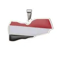 Detailed view of Yemen map pendant with red, white, and black enamel on stainless steel - Yemen Map / Steel