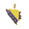 Bosnia and Herzegovina map pendant in gold plated stainless steel for DIY jewelry - Bosnia Map / Gold
