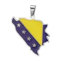 Enamel Bosnia and Herzegovina map pendant accessory for DIY necklace and jewelry making - Bosnia Map / Steel