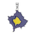 Kosovo map pendant in purple and yellow enamel stainless steel for DIY jewelry - Kosovo Map / Steel