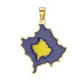 Kosovo map pendant in 18K gold plated stainless steel with blue and yellow enamel. - Kosovo Map / Gold