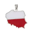 Stainless steel Poland map pendant with red and white enamel finish for DIY jewelry - Poland Map / Steel