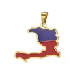 Haiti map pendant 18K gold plated stainless steel enamel charm for DIY jewelry - Haiti Map / Gold