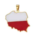 Poland map pendant in 18k gold plated stainless steel with red and white enamel finish - Poland Map / Gold