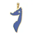 Somalia map pendant charm in 18K gold plated stainless steel with blue enamel finish. - Somalia Map / Gold