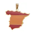 Spain map pendant in gold-plated stainless steel with red and yellow enamel fill - Spain Map / Gold