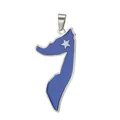 Somalia map pendant in blue enamel and stainless steel for custom DIY jewelry making. - Somalia Map / Steel