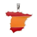 Stainless steel Spain map pendant for DIY jewelry making with Spanish flag enamel colors - Spain Map / Steel