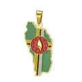 Detailed 18K gold plated stainless steel Dominica map pendant with colorful enamel art - Dominica Map / Gold