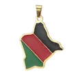 Sudan map pendant charm in 18K gold plated stainless steel with black red green enamel - Kenya Map / Gold