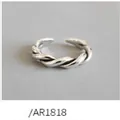 Vintage S925 sterling silver twisted rope ring featuring an adjustable open band design - Minimalist Twist Rope Style (1818)