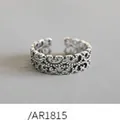 Vintage S925 sterling silver open ring featuring intricate floral engraving details - Hollow Engraved Style (1815)