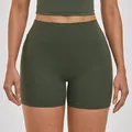 Olive green high waist seamless naked feel yoga shorts for women running gym sports - S / Bottoms / Moss Green