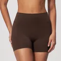 Naked feel high-waist yoga shorts in dark brown chocolate color for fitness and gym - S / Bottoms / Dark Brown