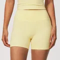 Premium high-waisted nude-feel yoga shorts in light yellow for fitness and running - Ivory Yellow [NEW - New Color] / S