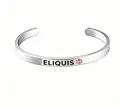 Silver stainless steel Eliquis medical alert cuff bracelet with red Star of Life symbol - Eliquis Alert
