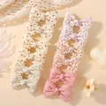 Set mit Blumen- und Punktemuster Stoffschleifen-Haarspangen für Mädchen in Pastell - 12B (12er-Pack im OPP-Beutel)