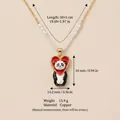 Schattige panda hart hanger ketting met kralen en gedetailleerde afmetingen - Rood Hart Panda
