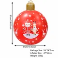 Large 24-inch inflatable Christmas ball ornament with Santa Claus and reindeer print - Santa Claus and Reindeer Print Style / Red