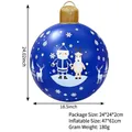 Blue inflatable Christmas ball decoration for outdoor yard with Santa Claus pattern - Santa Claus and Reindeer Print Style / Blue