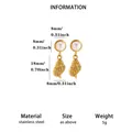 Detailed gold-plated conch shell and pearl earrings with stainless steel specifications - Conch Pearl Earrings Style (E7303) / Gold