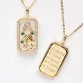 Leeuw sterrenbeeld hanger ketting in 18k verguld titanium staal met witte schelp inlay - Leeuw (met gravure)