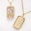 18K gold plated Capricorn zodiac necklace featuring shell inlay and engraved trait words - Capricorn (With Lettering)