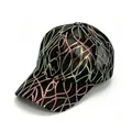 Fashionable black mesh baseball cap with shimmering multicolor sequin patterns - Black / Adult, Hat Circumference 58cm Adjustable