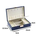 Navy blue PU leather jewelry storage box with multi-compartments, dimensions 21x13.5x6cm - Single Layer Jewelry Box / Navy Blue