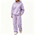 Men's lavender oversized hoodie and wide-leg sweatpants set for autumn and winter - Lavender / S