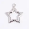 Premium S925 sterling silver hollow star charm pendant for DIY jewelry making in silver - Silver Large Star Pendant