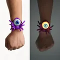Halloween spooky purple spider eyeball LED bracelet with glowing effect for theme party decor - Pop-Eye Purple Spider Bracelet